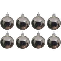 8x Glazen kerstballen glans zilver 10 cm kerstboom versiering/decoratie   - - thumbnail