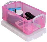 Really Useful Box opbergdoos 9 liter, transparant roze - thumbnail