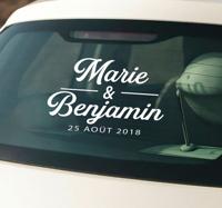 Autosticker gepersonaliseerde trouwnamen