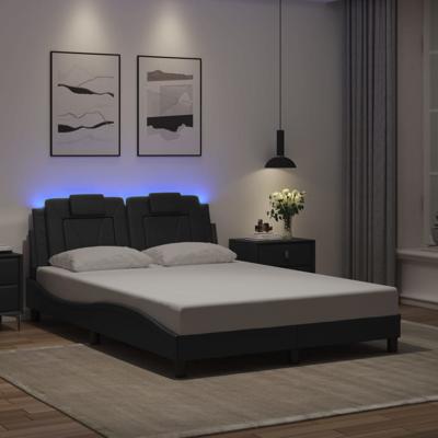Bedframe met LED-verlichting kunstleer zwart 140x200 cm