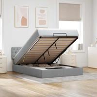 Ottoman bed met matras en LED's 140x200cm stof lichtgrijs