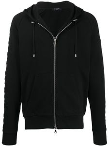 Balmain sweat à capuche zippé à logo embossé - Noir
