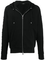 Balmain sweat à capuche zippé à logo embossé - Noir