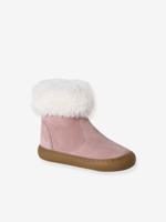 Gevoerde en geritste leren boots voor babymeisjes oudroze