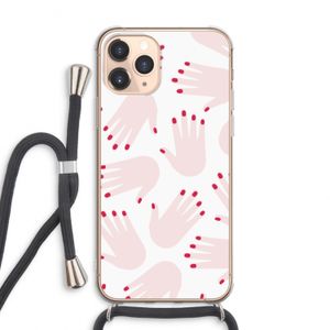 Hands pink: iPhone 11 Pro Max Transparant Hoesje met koord