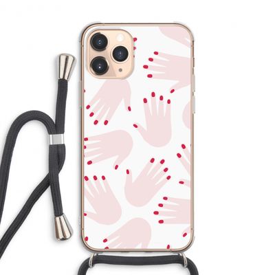 Hands pink: iPhone 11 Pro Max Transparant Hoesje met koord