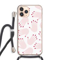 Hands pink: iPhone 11 Pro Max Transparant Hoesje met koord
