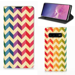 Samsung Galaxy S10 Hoesje met Magneet Zigzag Multi Color