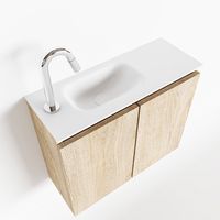 Toiletmeubel Mondiaz Ture | 60 cm | Meubelkleur Washed oak | Eden wastafel Talc Links | 1 kraangat