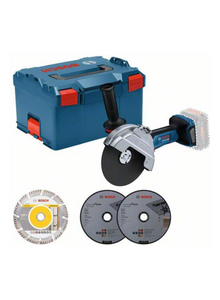 Bosch Blauw GWS 18V-180 P Professional | accu haakse slijper | 180 mm | 18V | excl. accu's en lader in L-Boxx - 06019H6L02