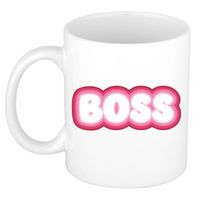 Bellatio Decorations Cadeau mok voor baas - roze - grappig - keramiek - 300 ml - boss - feest mokken