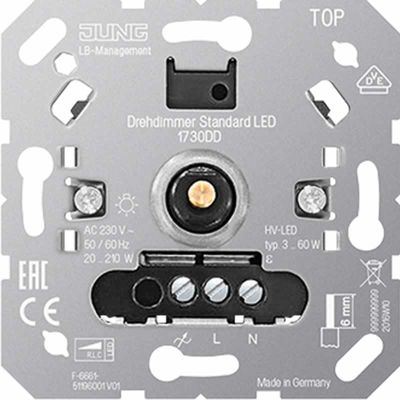 Jung universele dimmer 1730DD voor led 3-60W en overige 20-210W