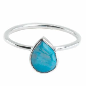 Edelsteen Ring Turkoois - 925 Zilver - Peervorm (Maat 17)
