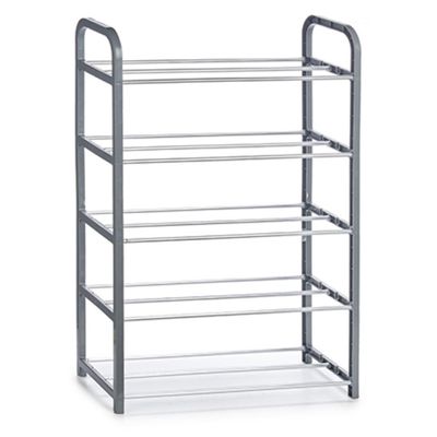 Kunststof schoenenrek/schoenenstandaard 5-laags zilver 50 x 18 x 68 cm