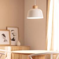 Hanglamp design &apos;Mawa&apos; e27 fitting metaal hout wit 260mm