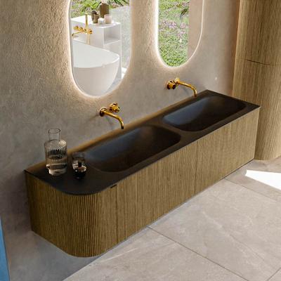 Badmeubel Mondiaz Kurve | 165 cm | Meubelkleur Dusk | Wastafelkleur Urban | Solid surface | Dubbel / Rechts spoelbak | Zonder kraangat(en) Badmeubel Mondiaz Kurve | 165 cm | Meubelkleur Dusk | Wastafelkleur Urban | Solid surface | Dubbel / Rechts spoelbak | Zonder kraangat(en)