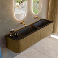 Badmeubel Mondiaz Kurve | 165 cm | Meubelkleur Dusk | Wastafelkleur Urban | Solid surface | Dubbel / Rechts spoelbak | Zonder kraangat(en)