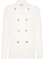 Brunello Cucinelli blazer nervuré à boutonnière croisée - Blanc