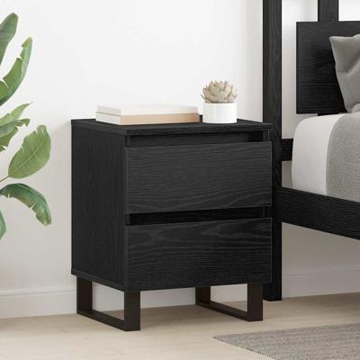 Nachtkastje 2 pcs Zwart eiken 40 x 35 x 50 cm Bewerkt hout