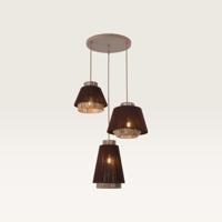 Hanglamp Dolomites maronne - Drie lagen van gevlochten katoenen koordjes - Voor binnen - Zonder lichtbron