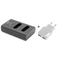 Duo lader voor 2 camera accu's Nikon EN-EL23 + handige 2 poorts USB 230V adapter
