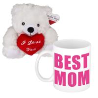 Moederdagcadeau - knuffelbeer en koffiemok - best mom - cadeau - mokken