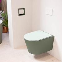 MONDIAZ LAVIE hangend toilet single fire rimless diepspoel Army, Toiletzitting met quick-release & softclose Greey