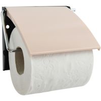 Toiletrolhouder wand/muur - metaal met afdekklepje - beige