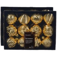 Gedecoreerde kerstballen - 24x st - 6 cm - kunststof - goud