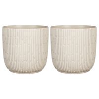 2x Stuks Plantenpot/bloempot keramiek mat wit stripes patroon - D19/H18 cm