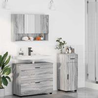 Badkamermeubelset met lade 3 pcs Grijs sonoma 76,5 x 35 x 64 cm