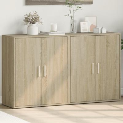 Dressoirs 2 st 60x31x70 cm bewerkt hout sonoma eikenkleurig