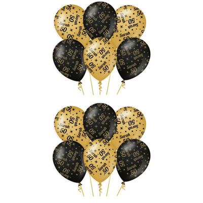 Paperdreams Ballonnen - luxe Sarah / 50 jaar feest - 18x stuks - goud / zwart - 30 cm