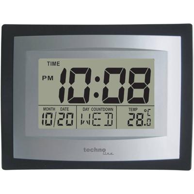 Techno Line WS 8004 Wandklok Kwarts 220 mm x 170 mm x 35 mm Zilver, Zwart