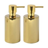 Luxe zeeppompje/dispenser Sienna - 2x - glans goud - porselein - 16 x 7 cm - 300 ml