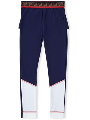 Fendi Kids legging à volants - Bleu