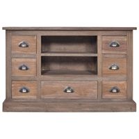 The Living Store Dressoir - Koloniale Stijl - Teakhout - 90x30x58cm - Met 7 lades en 2 vakken