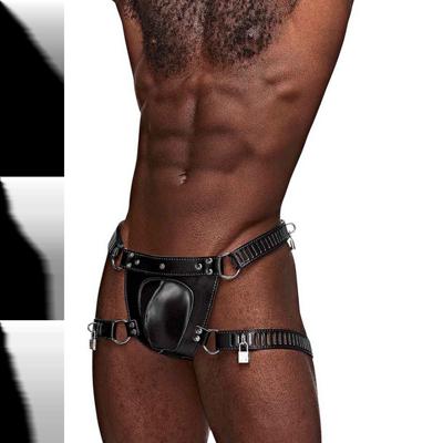 Male Power Scorpio - Imitatieleren Chastity Thong - One Size - Zwart