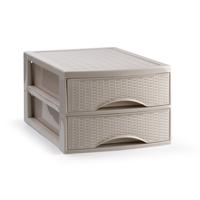 Ladekastje bureau organizer SORTED - 2 lades - beige - L26 x B35 x H19 cm - kunststof