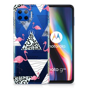 Motorola Moto G 5G Plus TPU Hoesje Flamingo Triangle