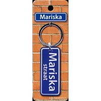 Paper Dreams sleutelhanger straatnaam Mariska 9 cm staal blauw - thumbnail