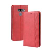 Magnetische gesp retro Crazy Horse textuur horizontale Flip lederen case voor LG K50/LG q60 met houder & card slots & fotolijst (rood)