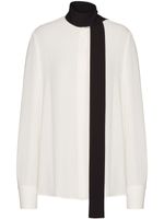 Valentino Garavani blouse en soie à détail de foulard - Blanc