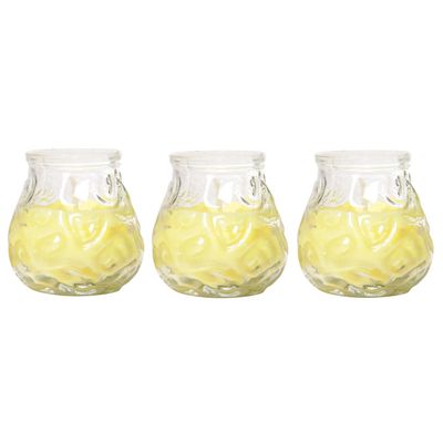 Citronella lowboy tafelkaars - 3x - 7 cm - 17 branduren - citrusgeur