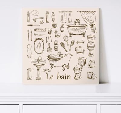 Vintage canvas schilderij Vintage badkamer