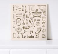 Vintage canvas schilderij Vintage badkamer