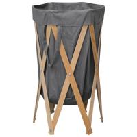 VidaXL Wasmand inklapbaar hout en stof grijs VidaXL Wasmand inklapbaar hout en stof grijs