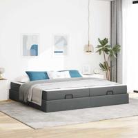 Bedframe met opslag Donkergrijs 200 x 200 cm Stof