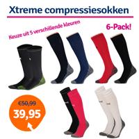Xtreme Compressie Sokken Hardlopen 6-pack Multi White-45/47