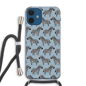 Zebra: iPhone 12 Transparant Hoesje met koord